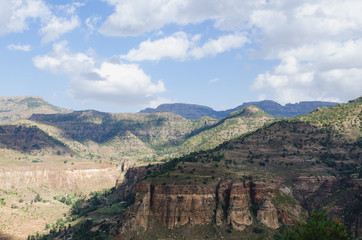 A mountain in Africa with cloud shadows