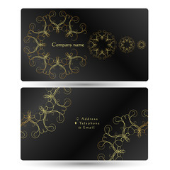 Fototapeta na wymiar Business card with gold ornament