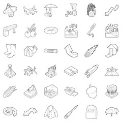 Air environment icons set, outline style