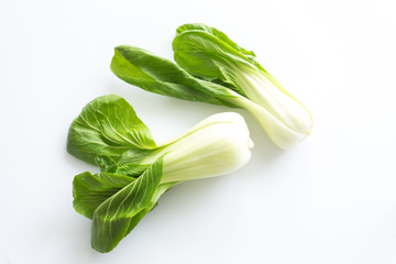 pak choi lettuce on the white background.