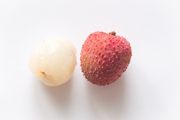 lychee  on the bright background.