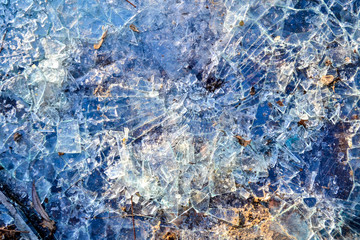 Broken glass. The glass was smashed.