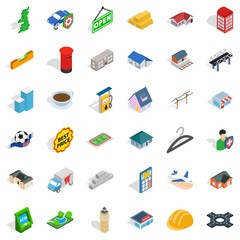 Urban landscape icons set, isometric style