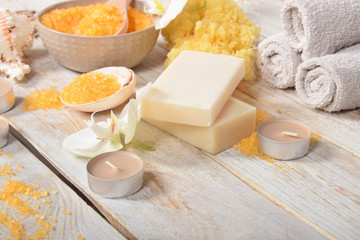 orange bath salt gray soap orchids and candles