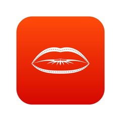Lips with lines drawn around it icon digital red