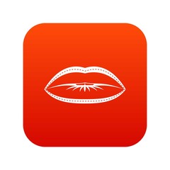 Lips with lines drawn around it icon digital red