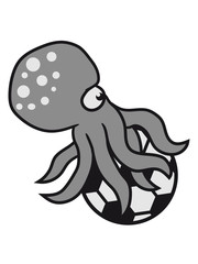verein fußball spielen tor qualle riesig groß böse gefährlich oktopus tentakel unterwasser tintenfisch riesenkrake kraken comic cartoon design clipart
