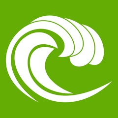 Wave of sea tide icon green