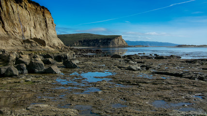Panorama  of an estuary and the ocean at a distance, Estero Trai, Point Reyes National Seashore,...
