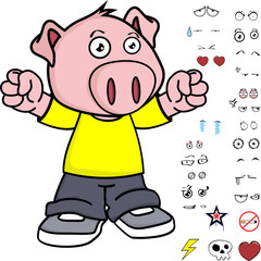 cute little kid pig expressions set in vector format very easy to edit 