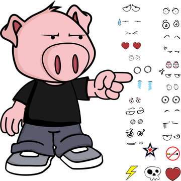 cute little kid pig expressions set in vector format very easy to edit 
