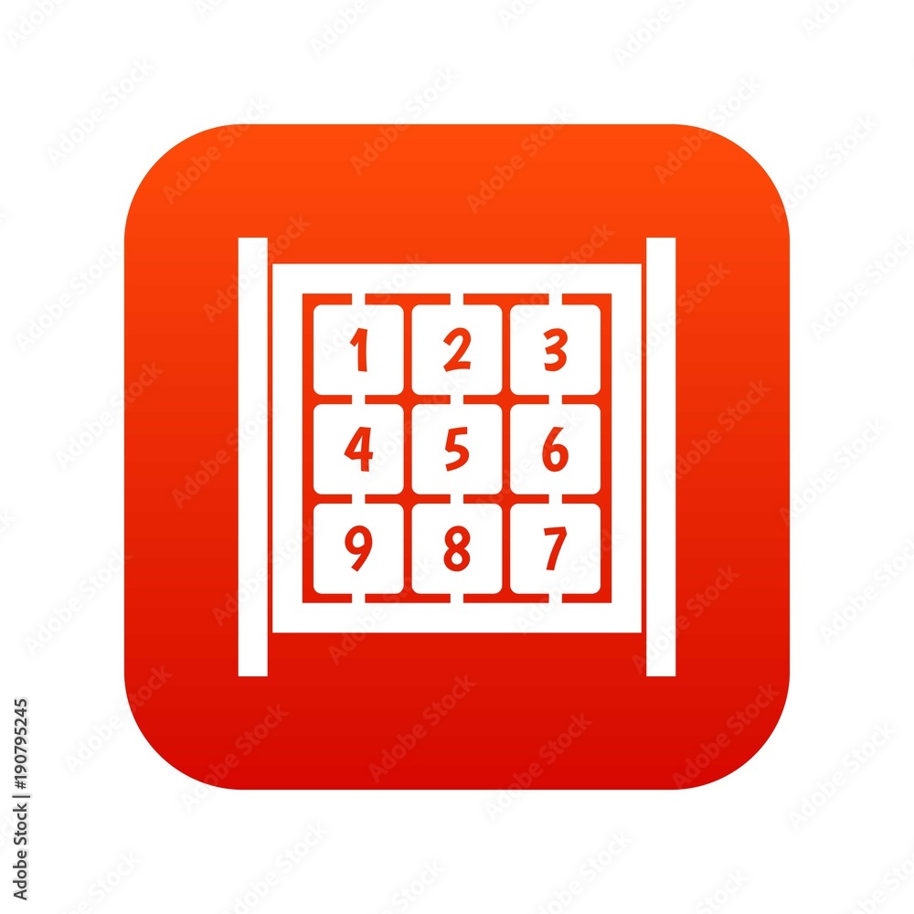 Poster cubes with numbers on playground icon digital red
