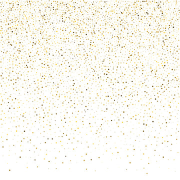Golden glitter sparkle bubbles champagne particles stars on white background,  holiday concept