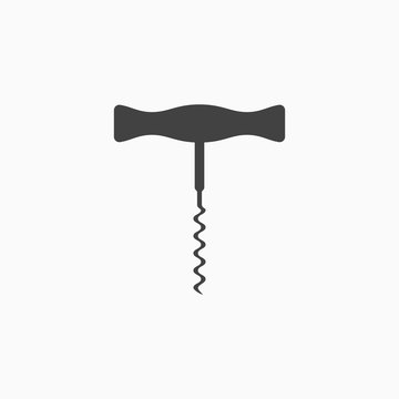 Corkscrew monochrome icon. Vector illustration.