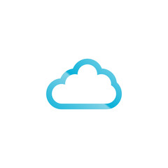 Blue cloud outline logo design template vector