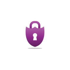 Purple padlock shield logo design template vector