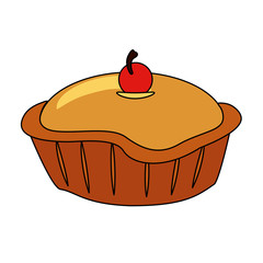 Cherry pie dessert icon vector illustration graphic design