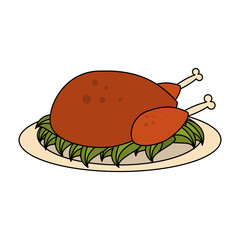 Roast chicken food icon vector illustration graphic design