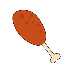 Fried chicken thigh icon vector illustration graphic design