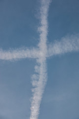 Contrails in the blue sky