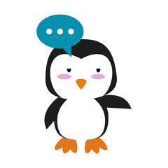 Cute penguin with speakbox cartoon icon vector illustration graphic design