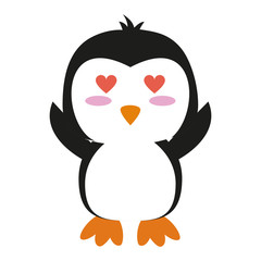 Cute penguin in love cartoon icon vector illustration graphic design