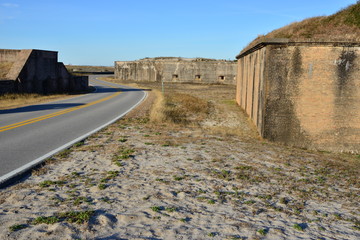 An American Confederate fort at Santa Rosa Island at Pensacola, Florida.
