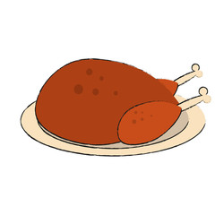 Roast chicken food icon vector illustration graphic design