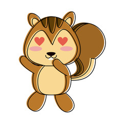 Cute squirrel in love cartoon icon vector illustration graphic design