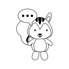 Cute squirrel with speakbox cartoon icon vector illustration graphic design