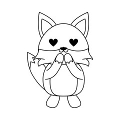 Cute fox in love cartoon icon vector illustration graphic design
