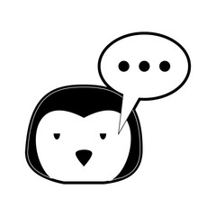 Cute penguin with speakbox cartoon icon vector illustration graphic design