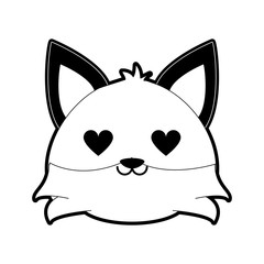 Cute fox in love cartoon icon vector illustration graphic design