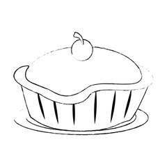 Cherry pie dessert icon vector illustration graphic design