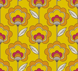 Tuinposter Retro stijl naadloos retro bloemenpatroon