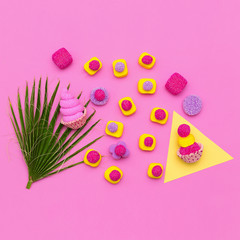 Set of sweets. Candy  Minimal Mood. Flatlay art