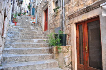 Fototapeta na wymiar Patio in the old town of Dubrovnik