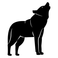 Vector image of silhouette of a wolf waving on a white background