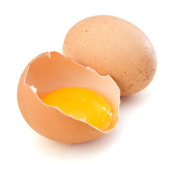 Broken egg isolated on white background