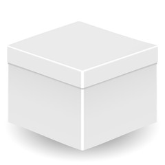 Vector image of a white, realistic, gift box, isolated on a white background.