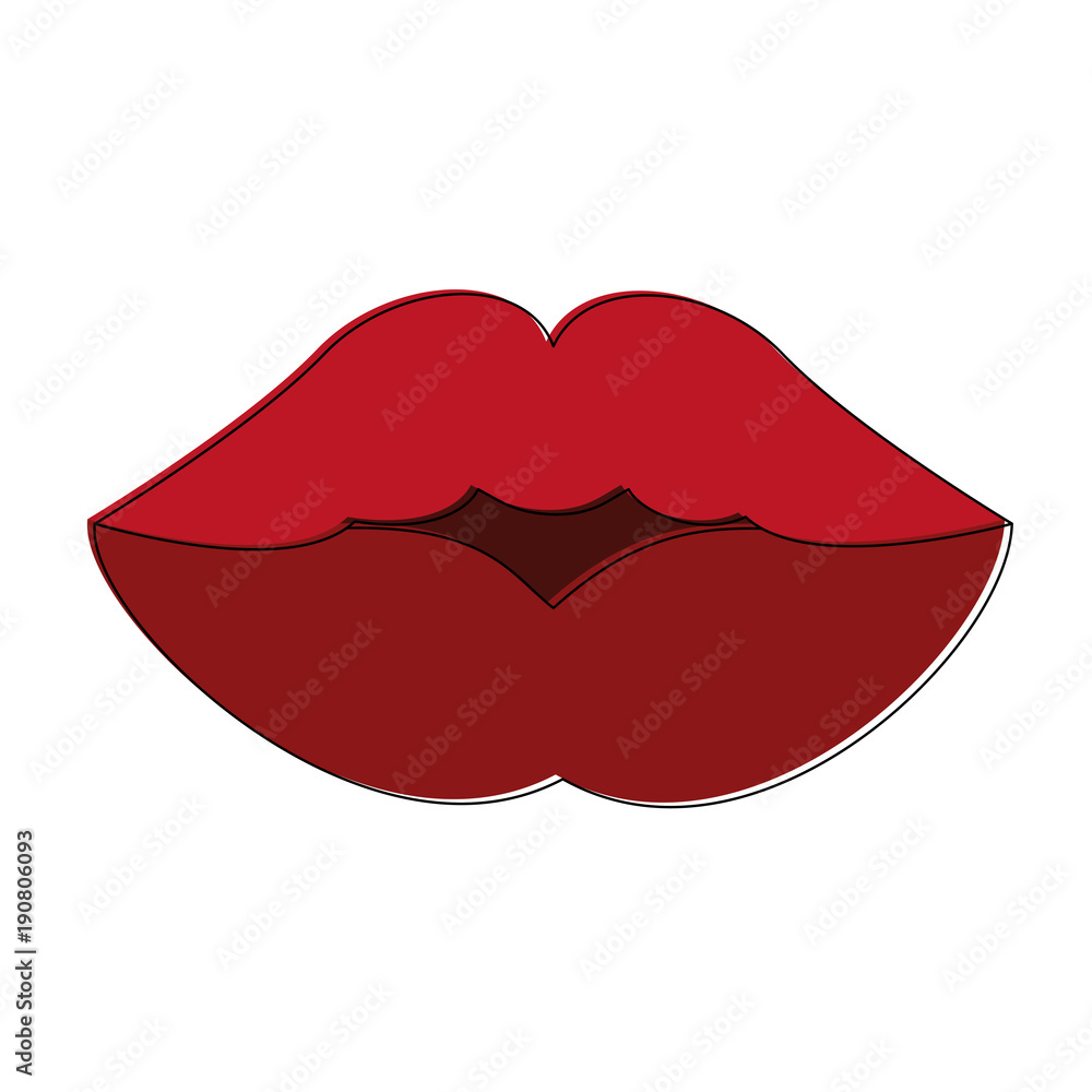 Sticker beautiful womens lips icon vector illustration graphic design