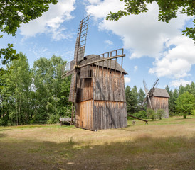 Old rural wooden windmill