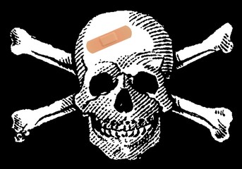 Skull and Crossbones with a Strip of Bandage Plaster