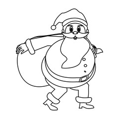 Santa claus with bag cartoon icon vector illustration graphic design
