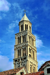 Fototapeta na wymiar Old bell tower of Diocletian palace