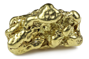 7.2 gram gold nugget from Alaska isolated on white background