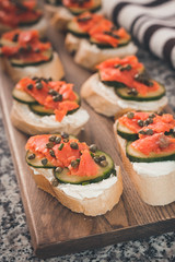 Lox and Cream Cheese with Capers, a Slice Cucumber and a Squeeze of Lemon