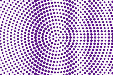 Purple white dotted halftone. Halftone vector background. Rough radial dotted gradient.