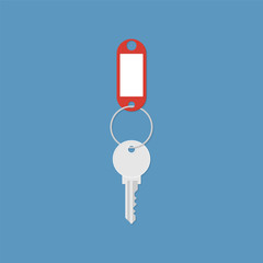 Key with a key-tag. Illustration in flat style