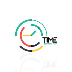 Vector abstract logo idea, time concept or clock business icon. Creative logotype design template